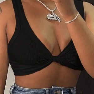 New SHEIN Black Ribbed Club Top 
Size Medium